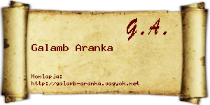 Galamb Aranka névjegykártya